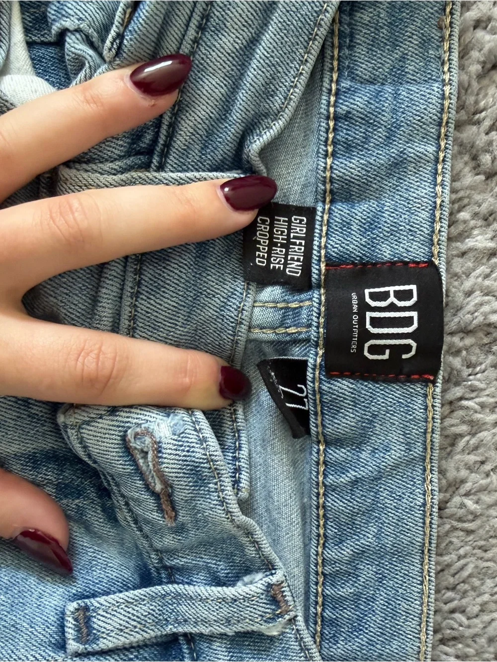 BDG Light Blue High-Rise Cropped Girlfriend Jeans